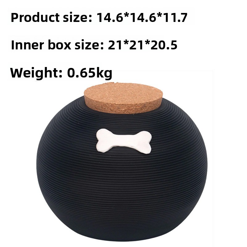 Ceramic Pet Memorial Urn with Bone-Shaped Metal Tag