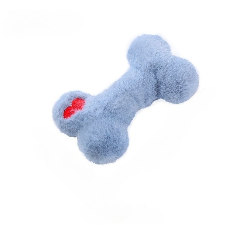 Squeaky Plush Bone Toy with Love Pattern