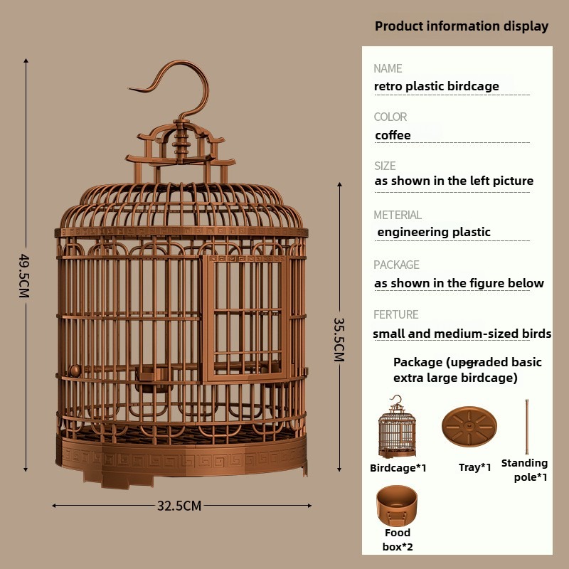 Luxury Vintage Style Plastic Bird Breeding Cage