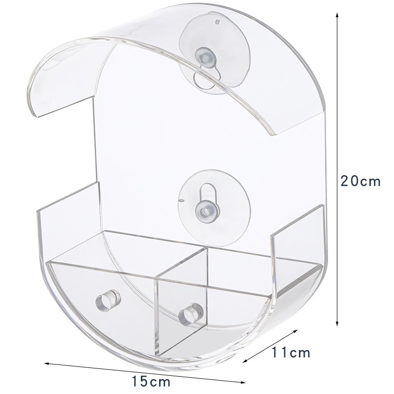 Acrylic Wall Mounted Bird Feeder without Drilling