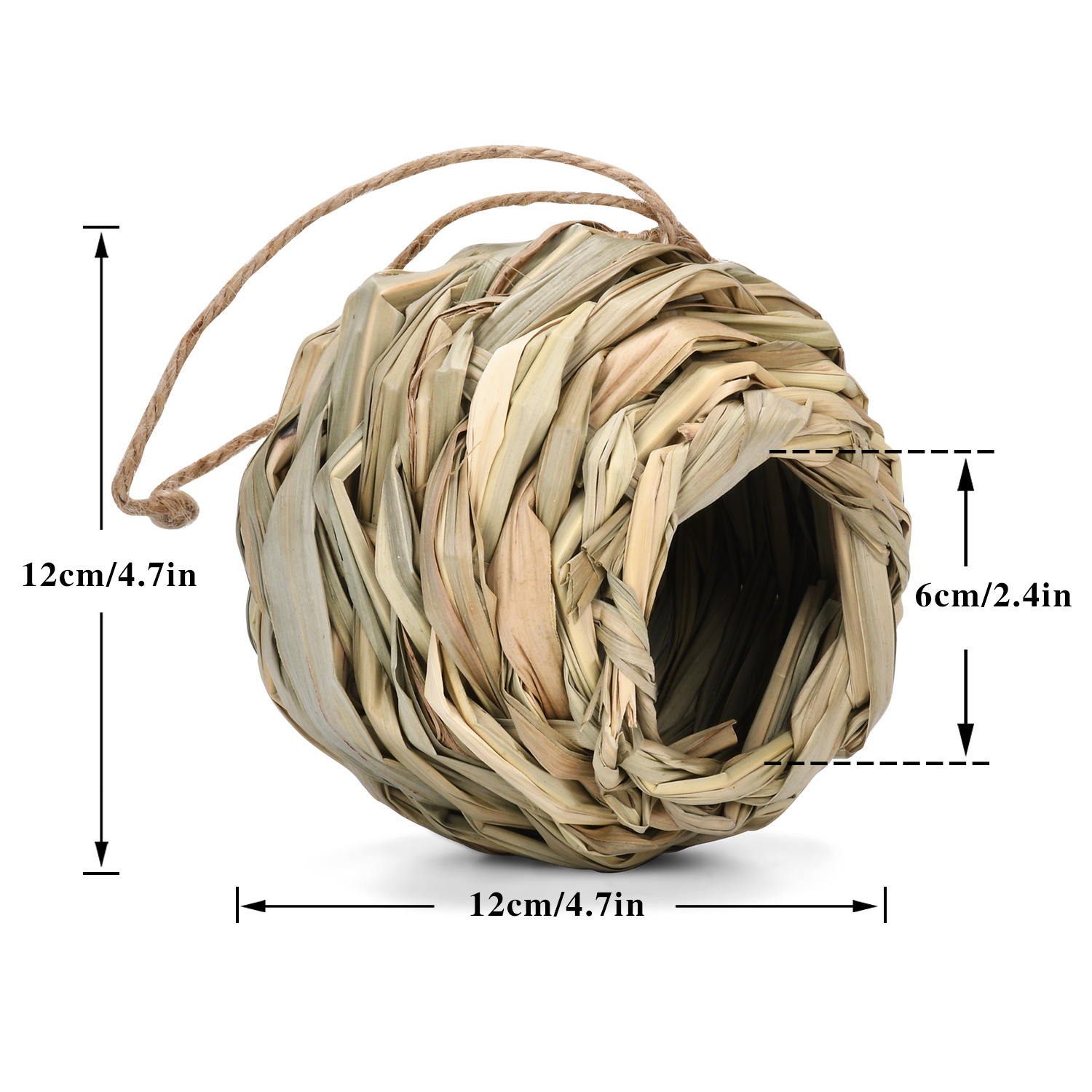 Woven Grass Spherical Bird Nest for Garden