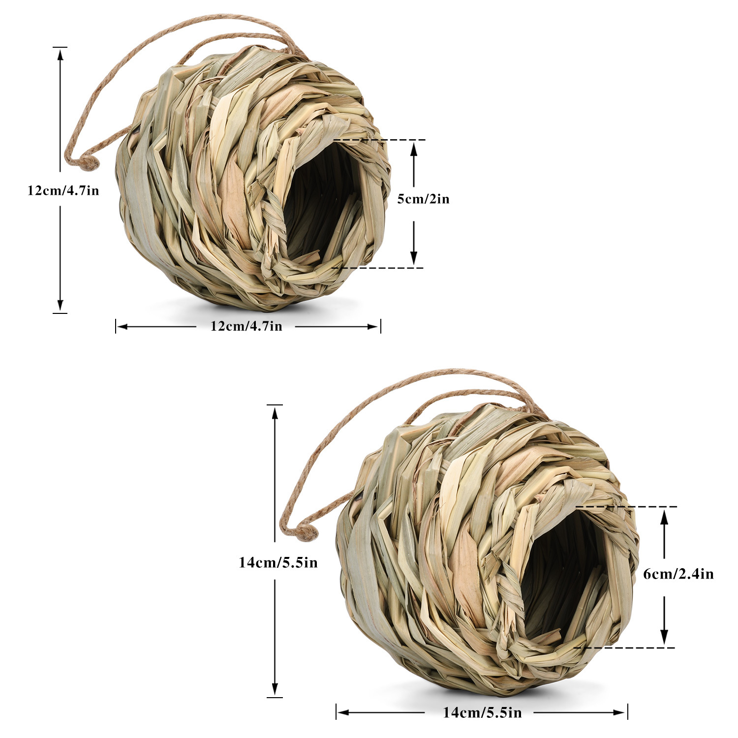 Woven Grass Spherical Bird Nest for Garden