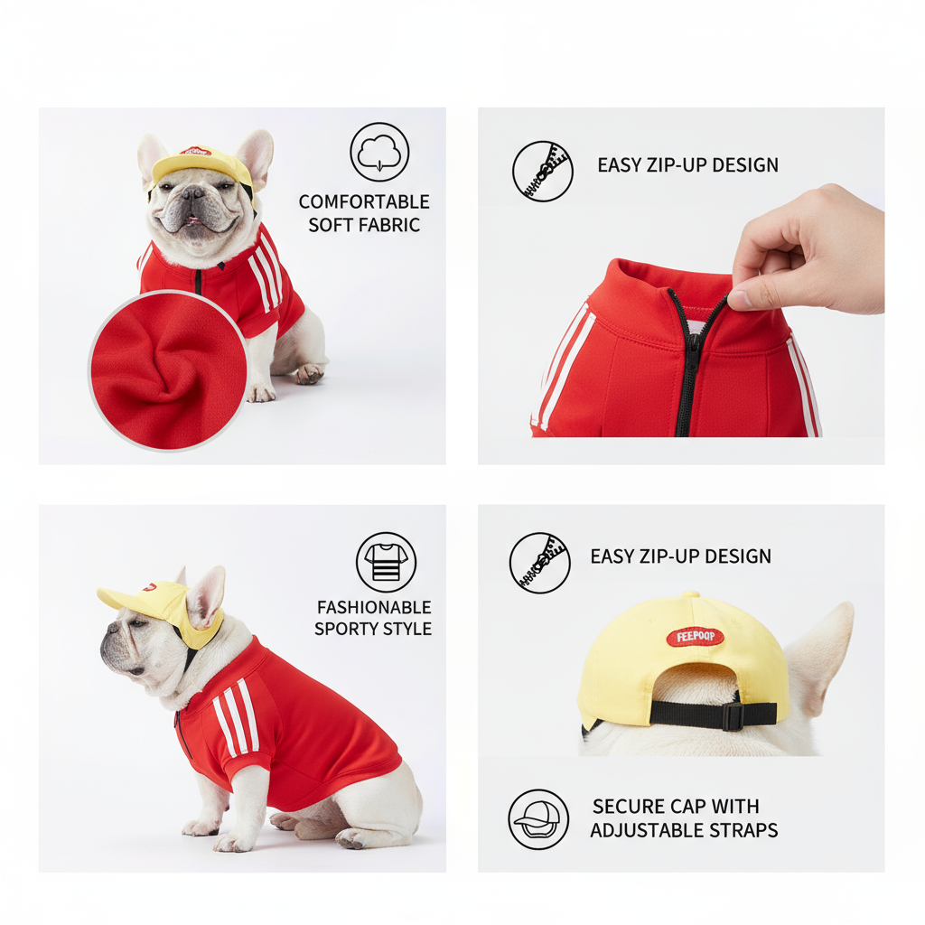 Classic Three Stripe Dog Jacket for Cold Weather