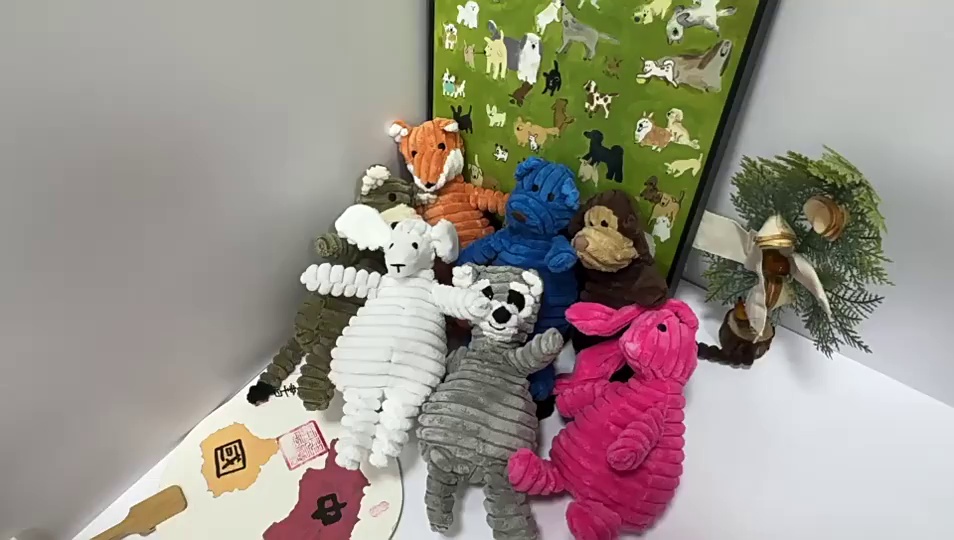 Chew Resistant Plush Animal Dog Toy for Teeth Cleaning