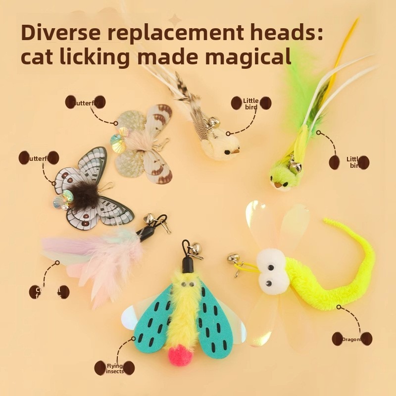 Butterfly Cat Teaser Stick Head
