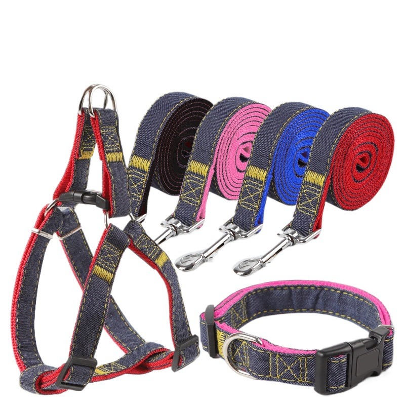 Dog Harness Leash Set Denim Breathable