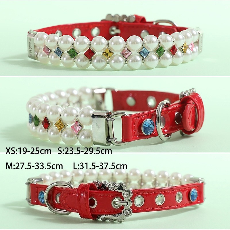 Pet Collar PU Leather Floral Adjustable
