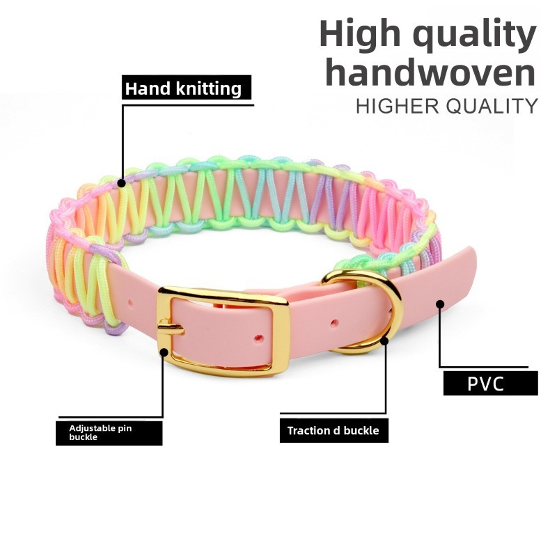 Pet Collar Leash Set PVC Rainbow Color