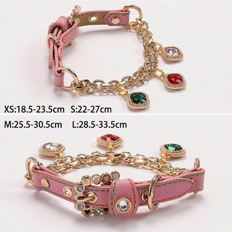 Pet Collar PU Leather Floral Adjustable
