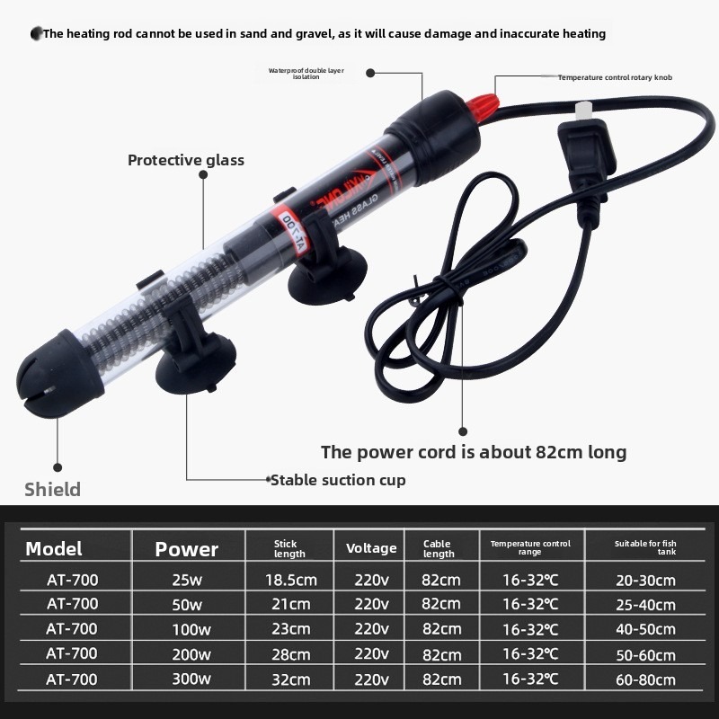 Submersible Glass Aquarium Heater Thermostat 25W to 300W