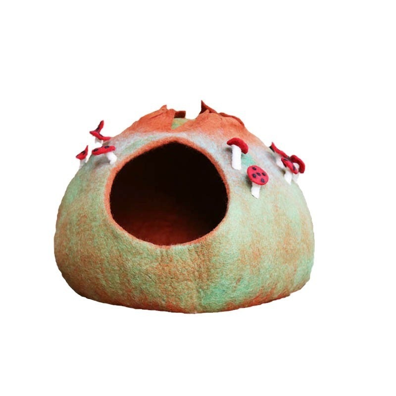 Eco-Friendly Wool Felt Cat House Round Warm Cave
