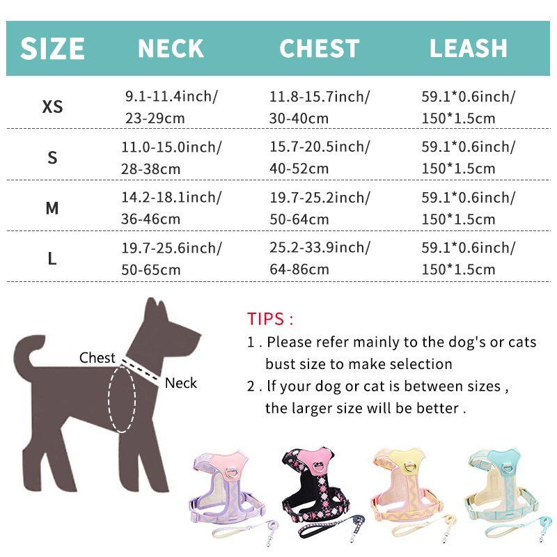 Dog Harness Leash Set Reflective Anti Escape