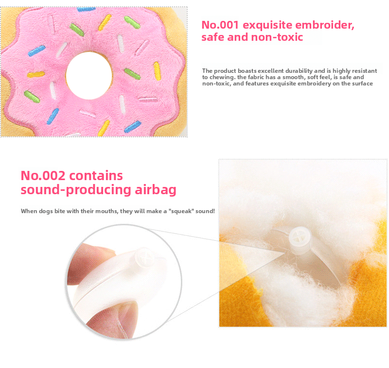 15cm Donut Christmas Plush Dog Toy with Sound