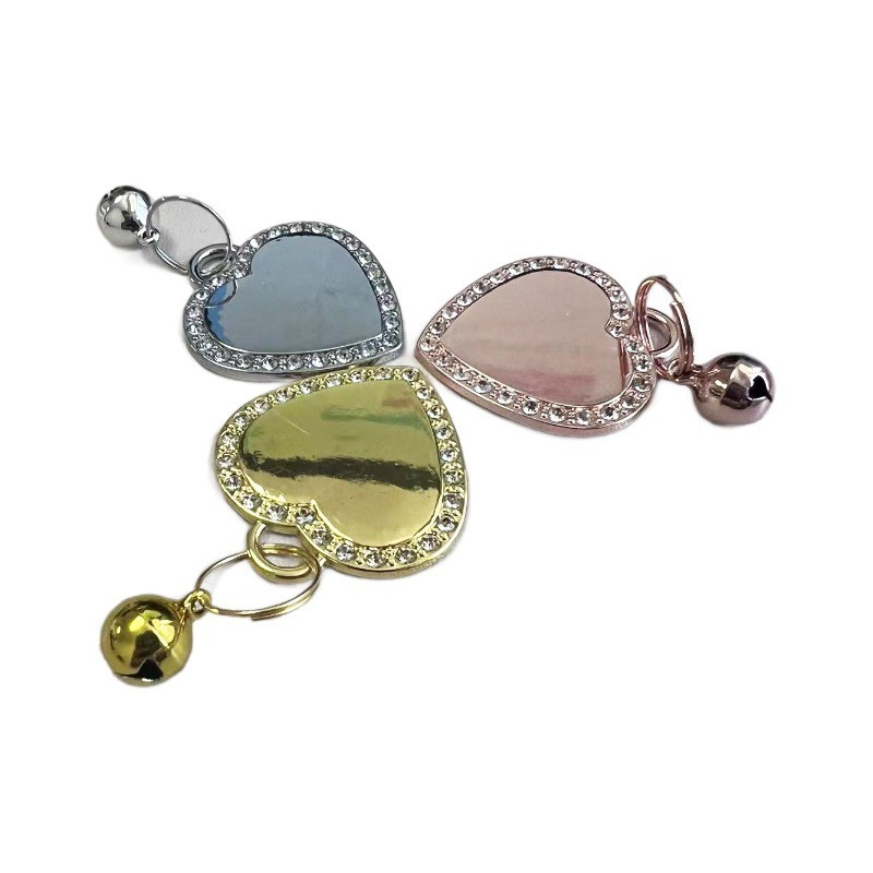 Pet ID Tag Rhinestone Heart Laser Engraved