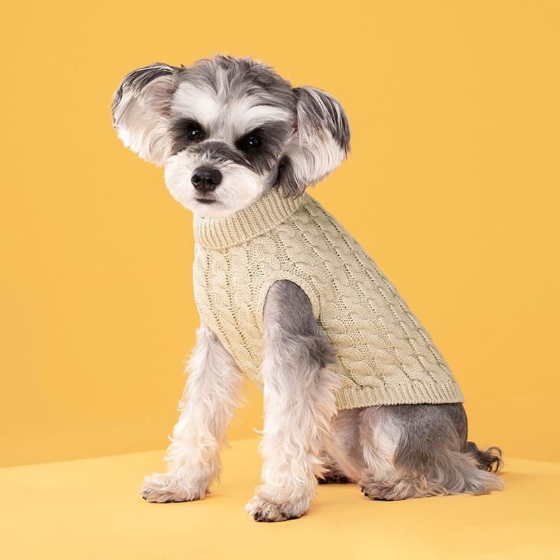 Solid Color Dog Warm Sweater for Autumn Winter