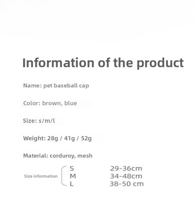 Dog Sun Hat Corduroy Breathable Cap