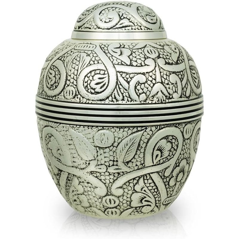 Small Silver Embossed Pet Urn