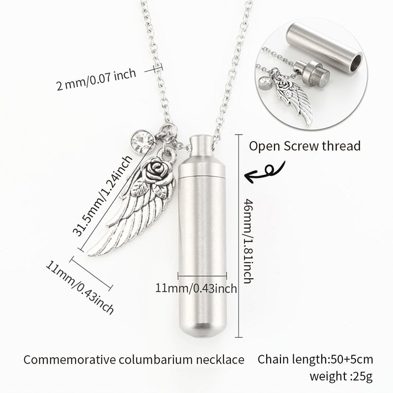 Angel Wing Memorial Keepsake Urn Necklace