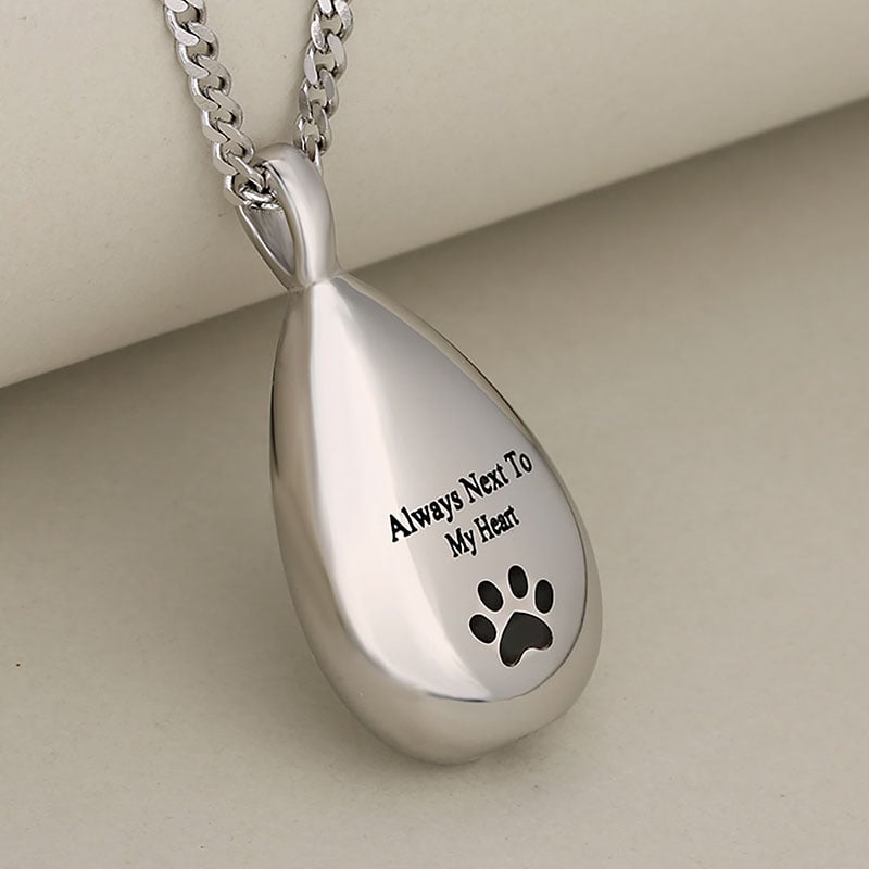 Personalized Pet Portrait Teardrop Urn Necklace