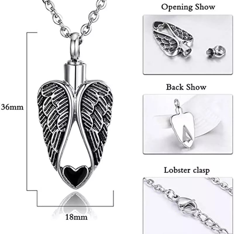 Winged Heart Pendant Cremation Urn