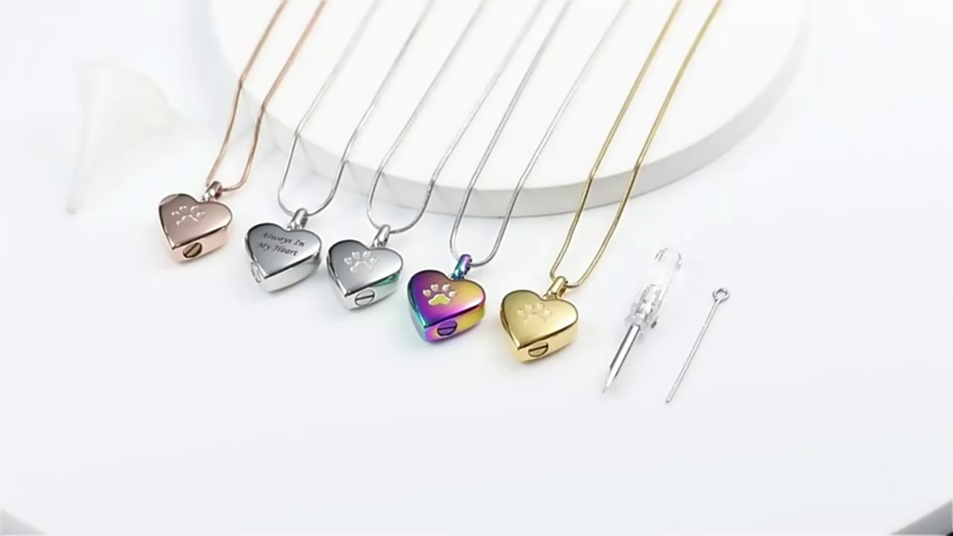 Pendant Paw Print Pet Heart Urn Necklace
