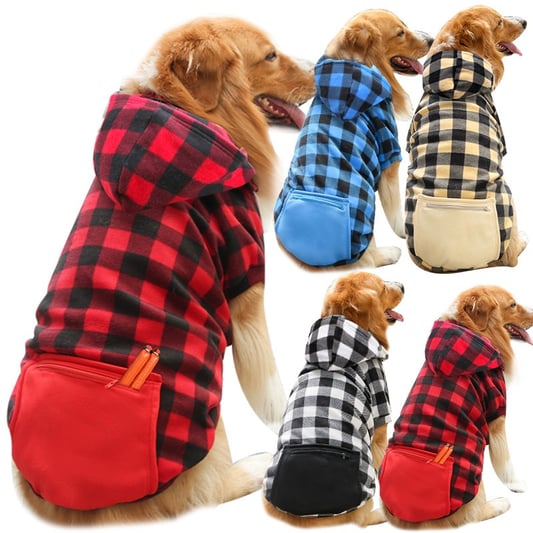Plaid and solid winter dog hoodies