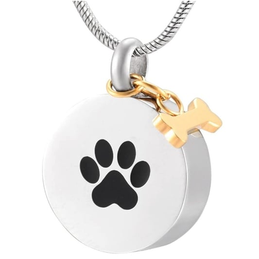 Round Paw Print Openable Pet Ashes Pendant Necklace