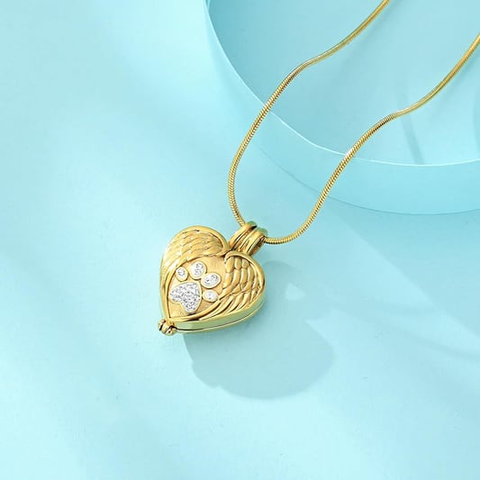 Angel Wings Pet Ashes Urn Necklace for Dogs
