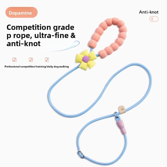 Flower Print Anti-Chew Nylon Dog Leash with Soft Handle