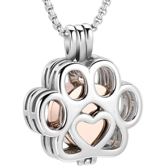 Paw Print Stainless Steel Pet Cremation Urn Necklace