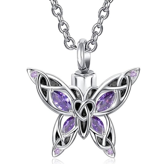 Butterfly Themed Pet Hair Ashes Memorial Pendant