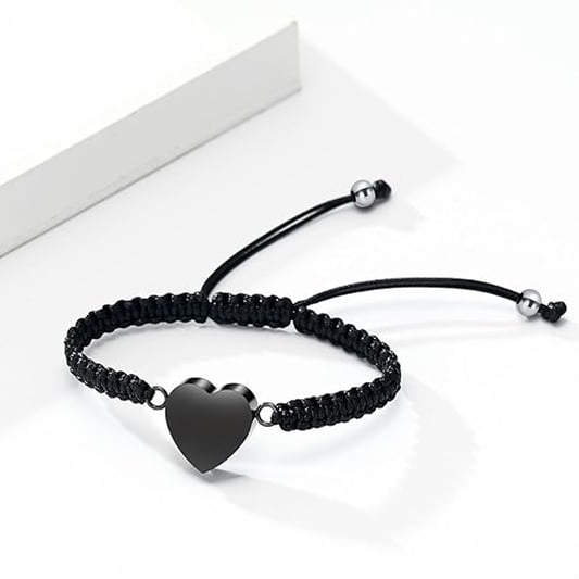 Black Woven Stainless Steel Pet Memorial Bracelet