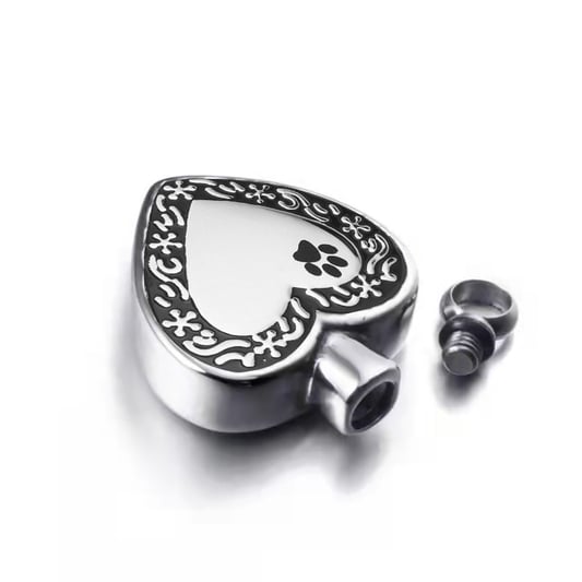 Heart Paw Print Perfume Bottle Memorial Pendant