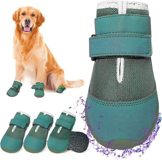 Hard-Soled Outdoor Dog Boots with Secure Fit