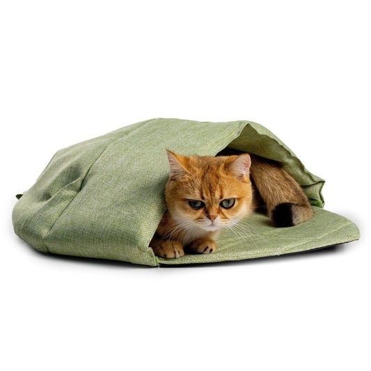 Round Linen Cat Bed Cave Washable Design
