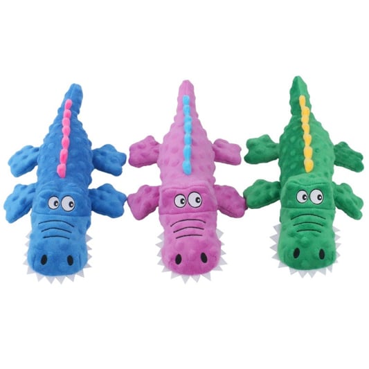 Squeaky Crinkle Alligator Plush Chew Toy