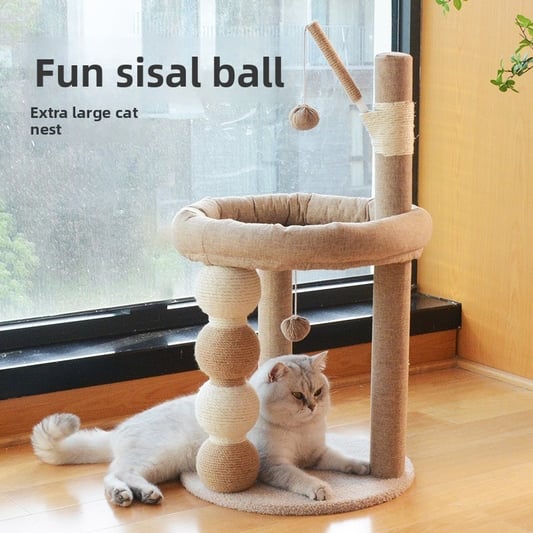 Plush Cat Tree with Hammock and Sisal Posts