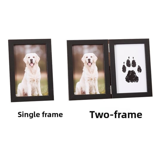 Glass and Wood Memorial Photo Frame with Paw Print