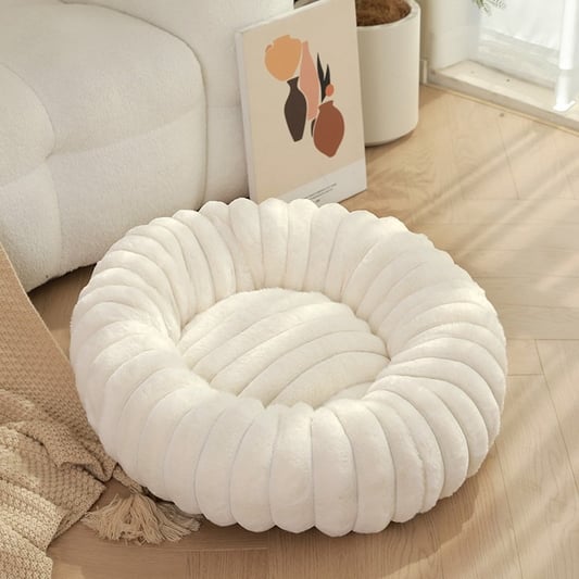 Winter Warm Rabbit Plush Round Pet Bed