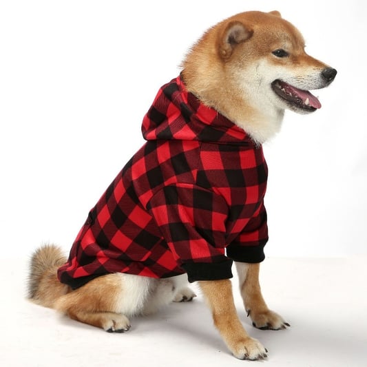 Plaid Fleece Hoodie for Medium Large Dogs