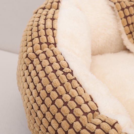 Semi-Enclosed Round Corn Velvet Pet Bed