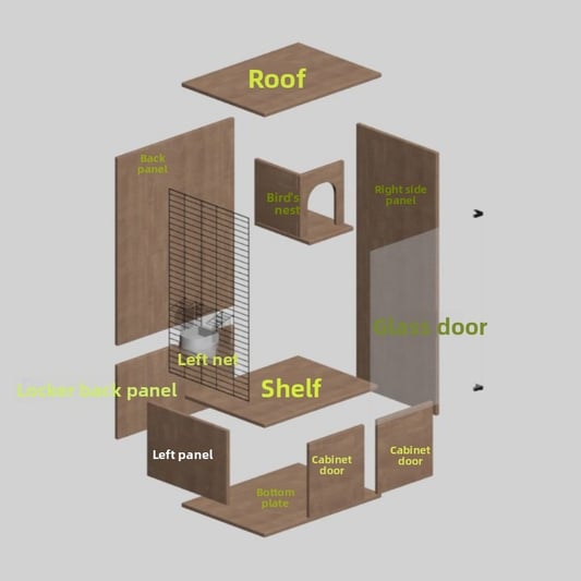 Luxury Solid Wood Parrot Villa with Glass Door