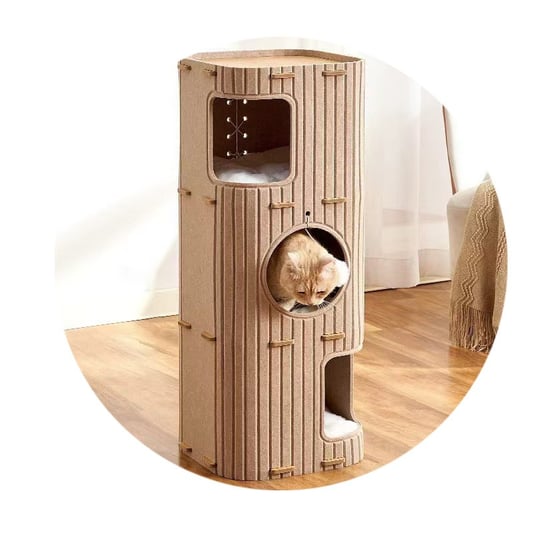 Modern Cat Tree Combo with Scratcher and Bed