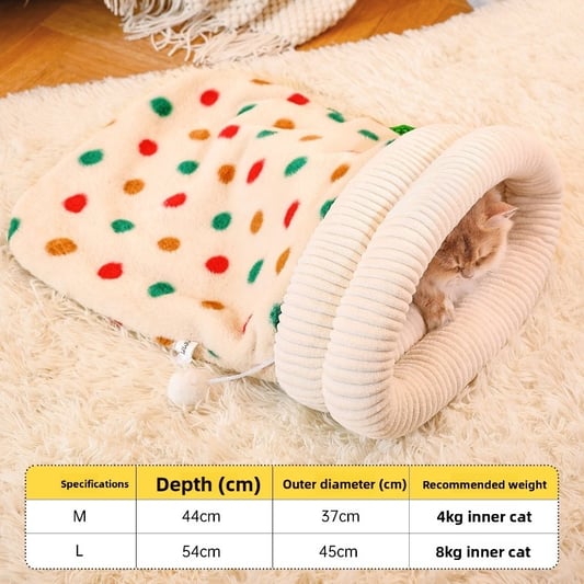 Winter Velvet Cat Sleeping Bag Warm