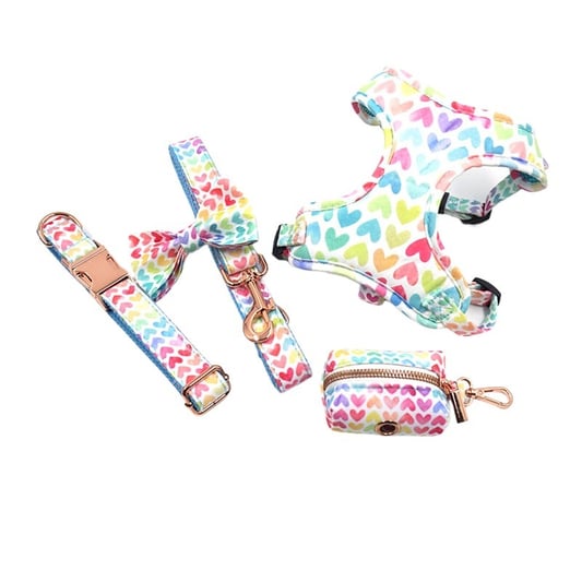 Dog Chest Harness Leash Set Polyester Heart Pattern