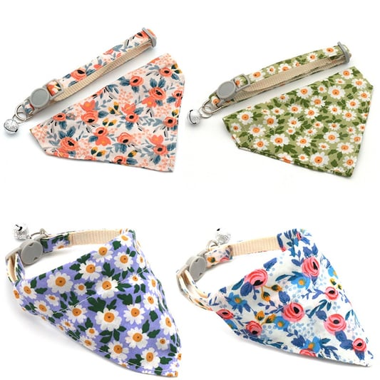 Pet Collar Nylon Floral Scarf Triangle