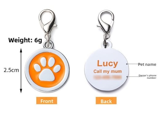 Circular Alloy Dog Tag for Recording Pet Information
