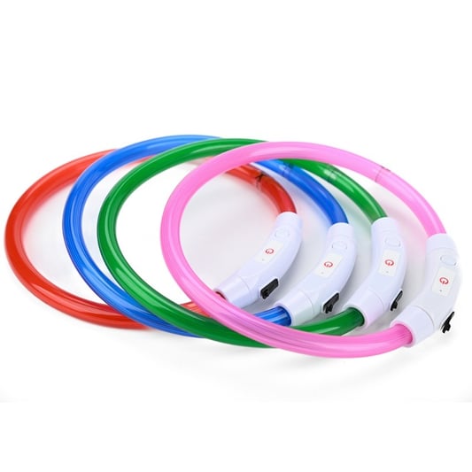 LED Dog Safety Collar USB Rechargeable PVC Night Light