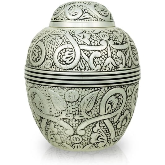 Small Silver Embossed Pet Urn