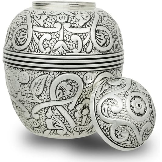Small Silver Embossed Pet Urn